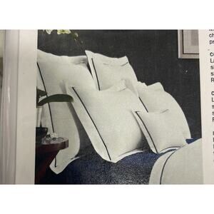 RALPH LAUREN PALMER PERCALE NAVY WHITE STANDARD SHAM 100% COTTON